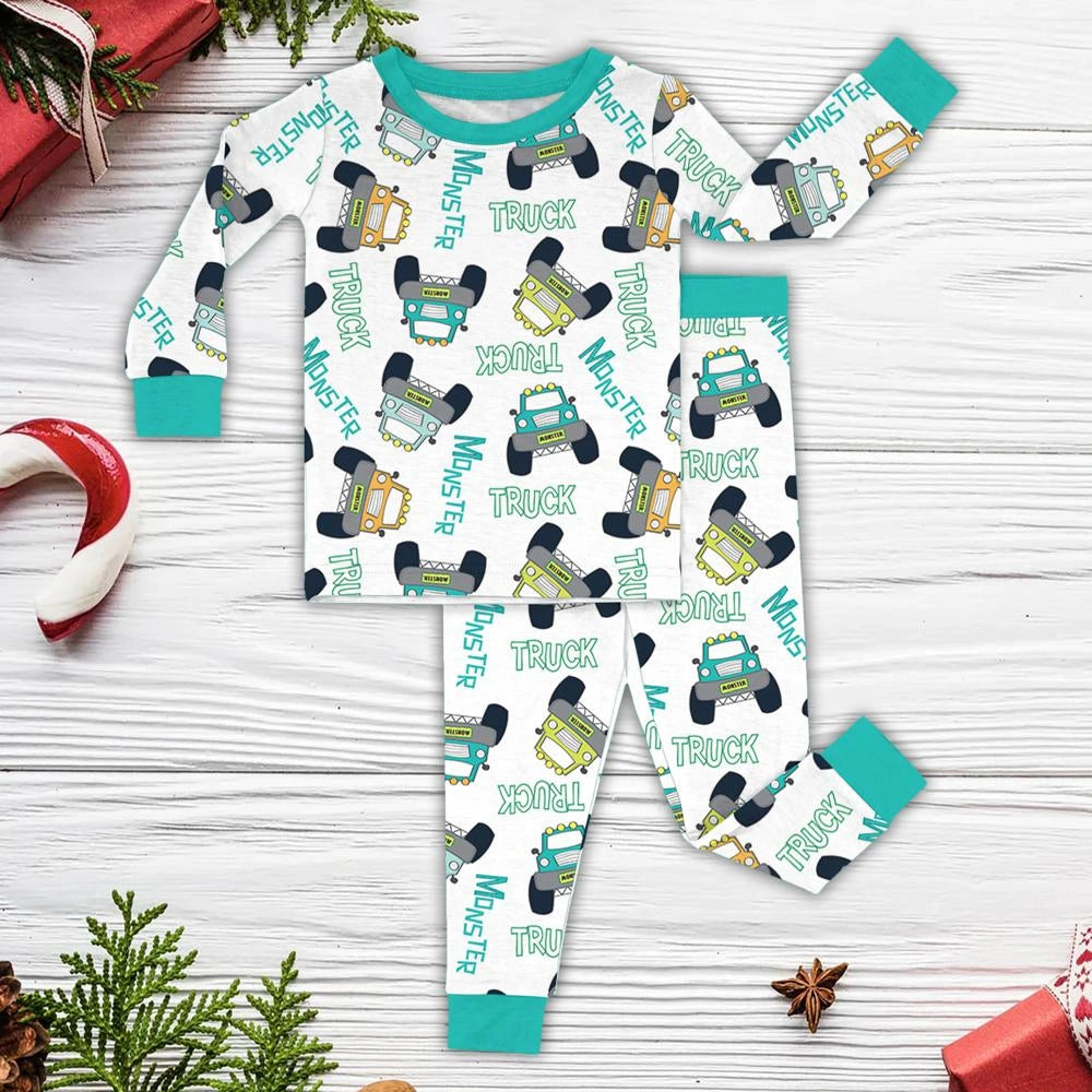 Baby Monster Truck Zippy In White With Black Zipper Short Sleeved for Snug Fit and Style 1 - 3T