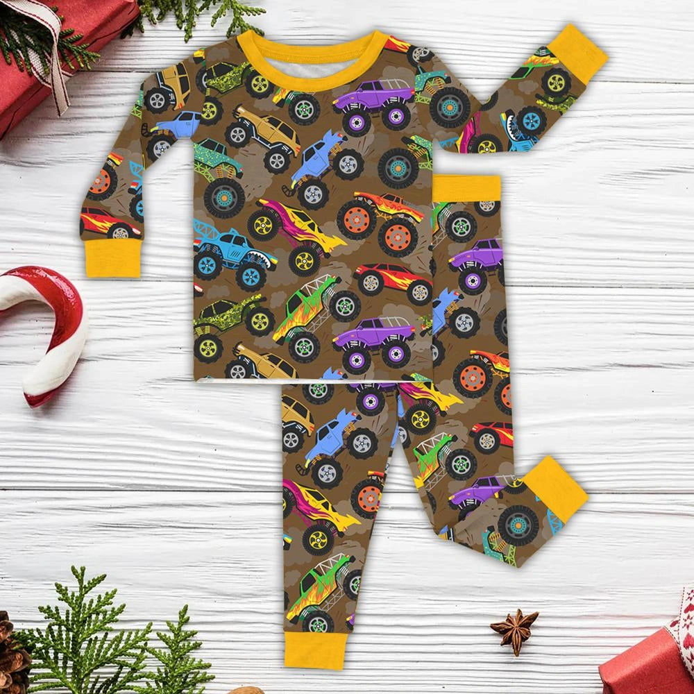 Baby Monster Truck Zippy In Brown Short Sleeved with Adorable Details 2