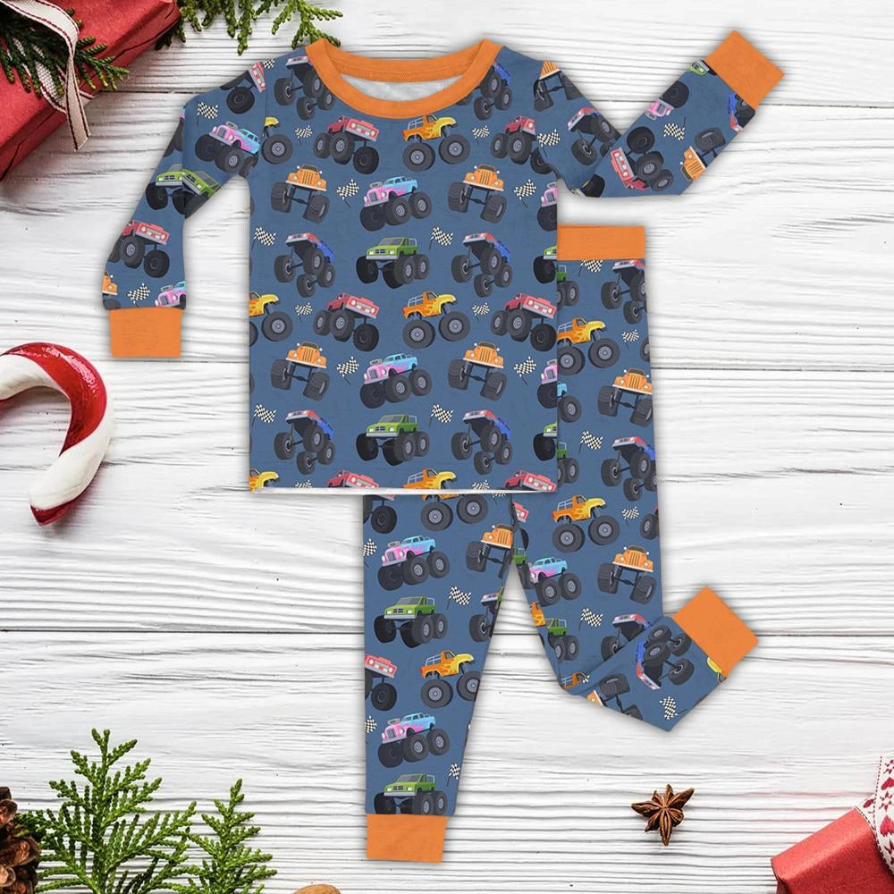 Baby Monster Truck Zippy In Navy Long Sleeved with Adorable Details
