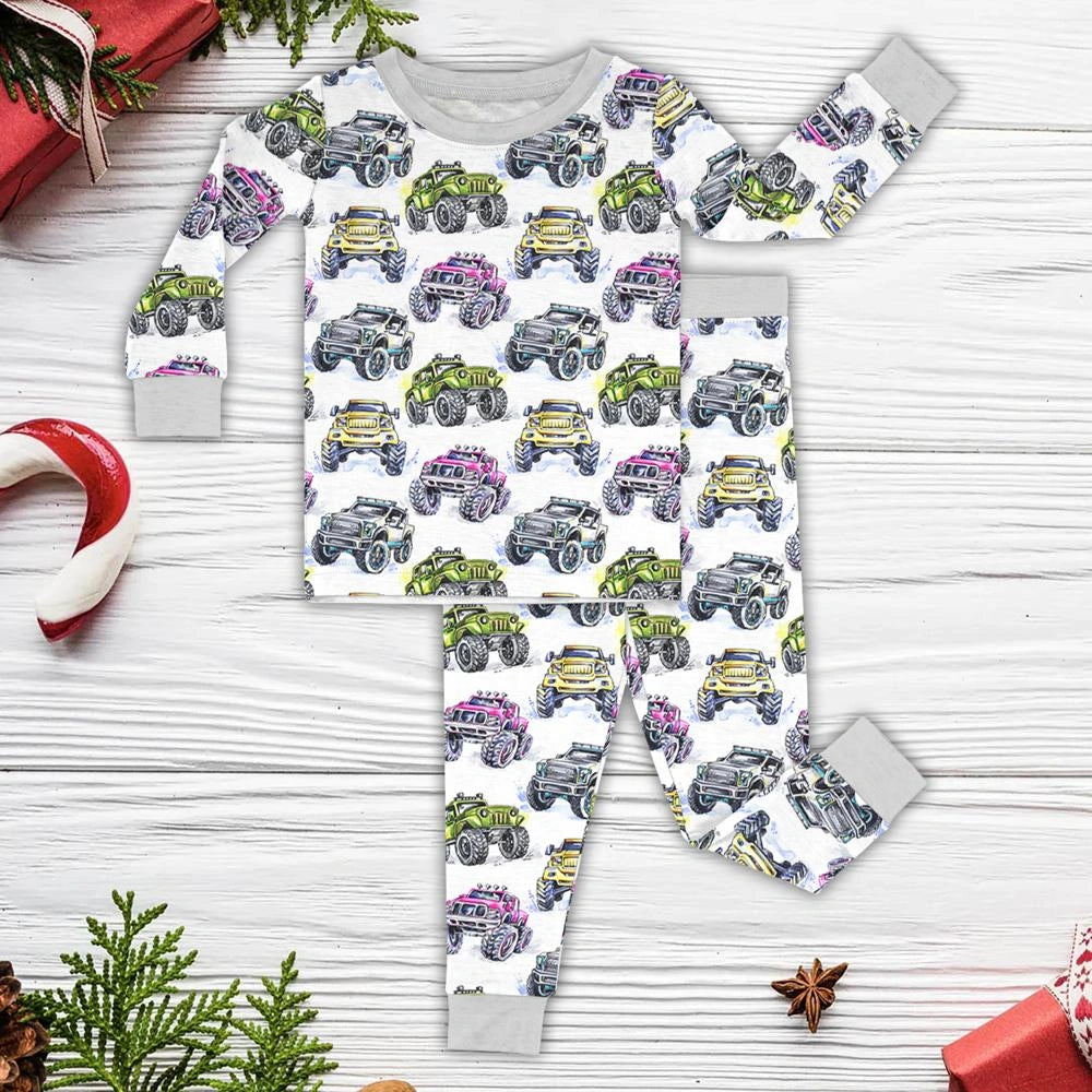 Baby Monster Truck Zippy In White With Grey Long Sleeved for Snug Fit and Style