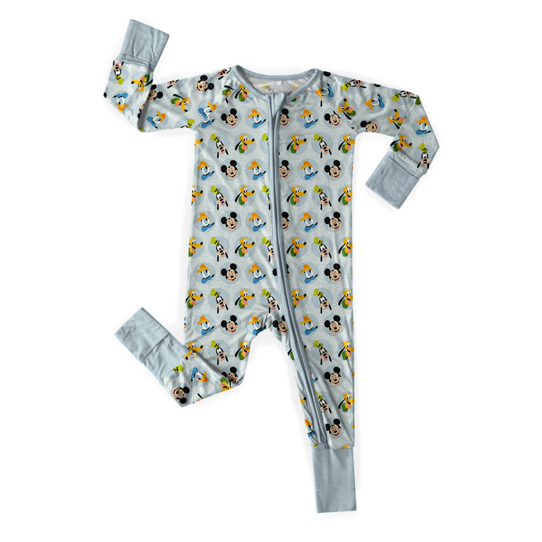 Disney Mickey Mouse Convertible Zippered Romper in Gray