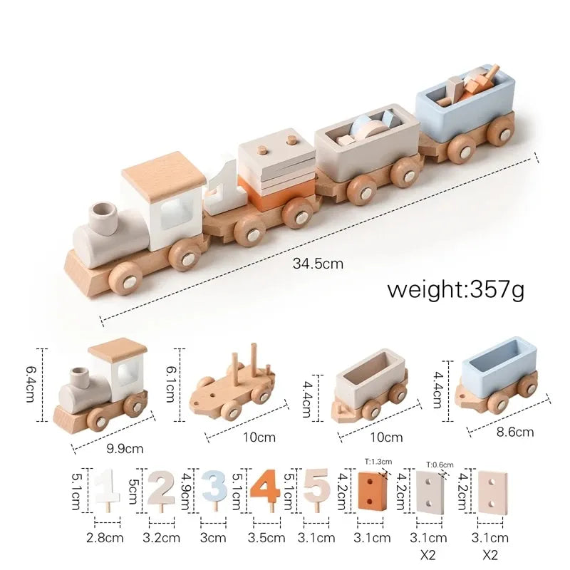 Montessori Toys Wooden Train For Baby Birthday Toy With Numbers And Blocks Game Toddler Boys And Girls1 2 3 4 5Baby Learning Toy