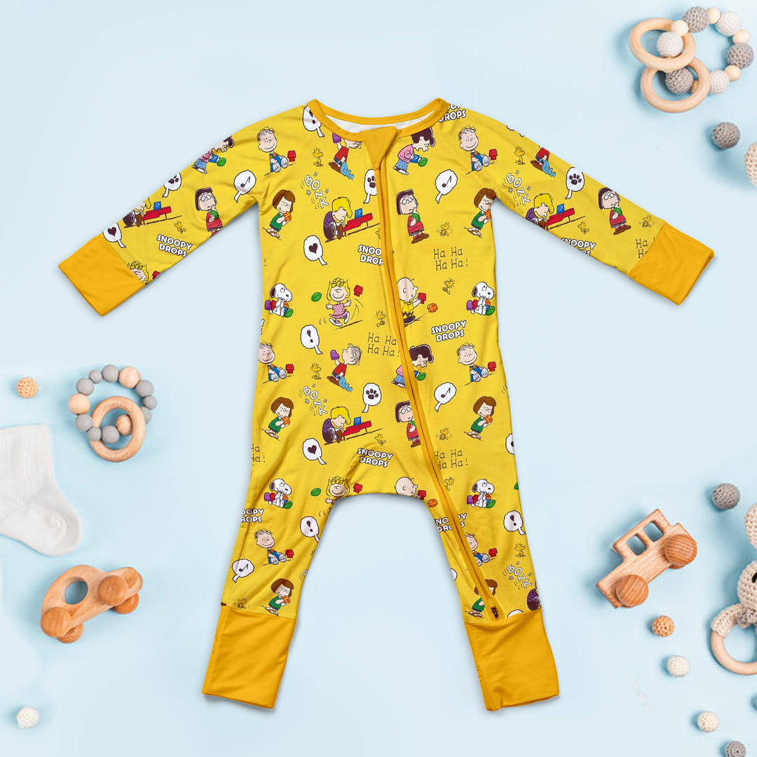 Baby Snoopy Convertible Zippered Romper in Yellow