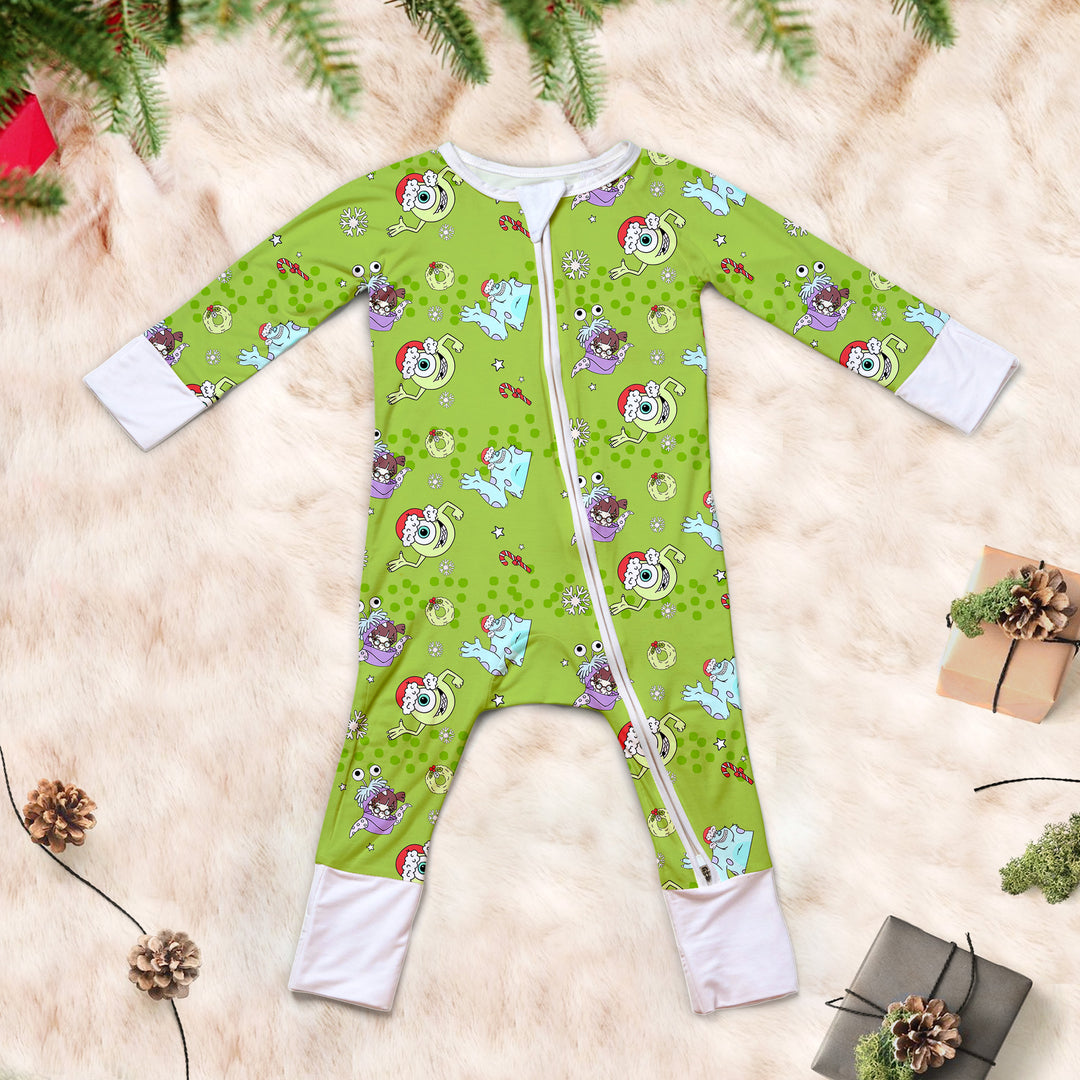 Monster Inc Convertible Zippered Romper in Green