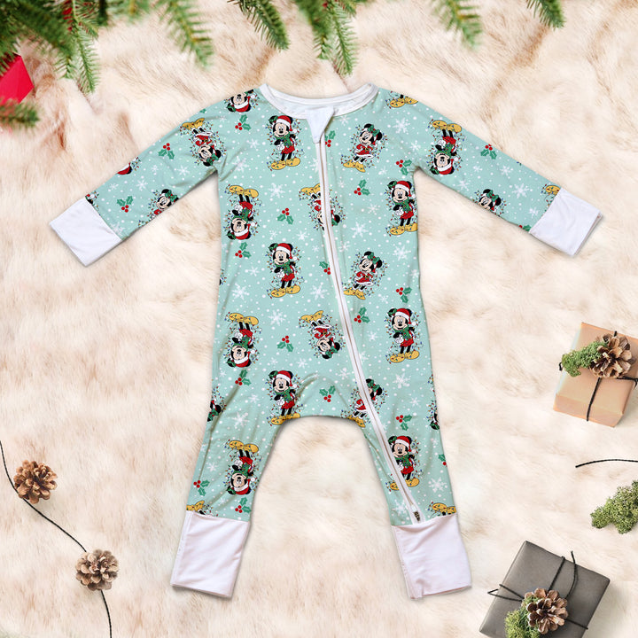 Disney Mickey Mouse Convertible Zippered Romper in Green