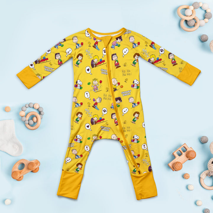 Baby Snoopy Convertible Zippered Romper in Yellow