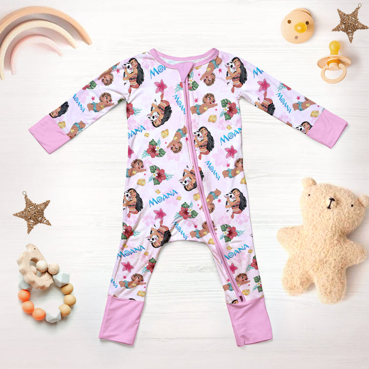 Baby Moana Convertible Zippered Romper in Pinky