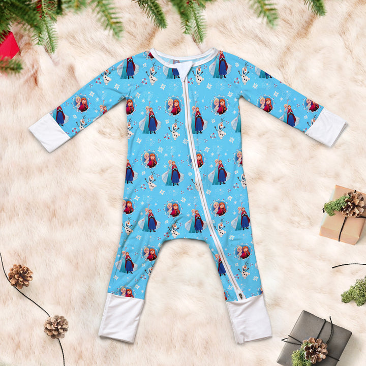 Disney Elsa&Anna Convertible Zippered Romper in Ocean Blue
