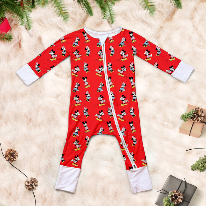 Disney Mickey Mouse Convertible Zippered Romper in Red