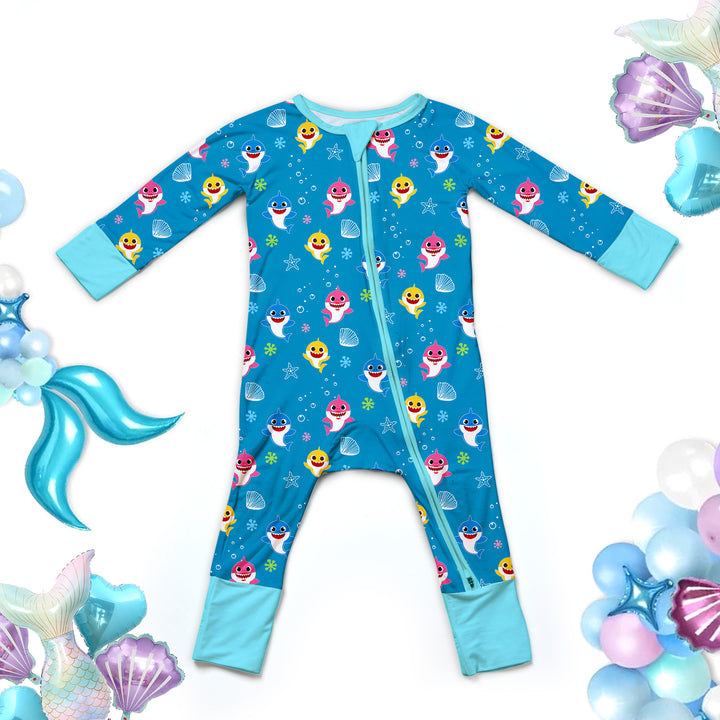 Baby Shark Convertible Zippered Romper in Dark Blue