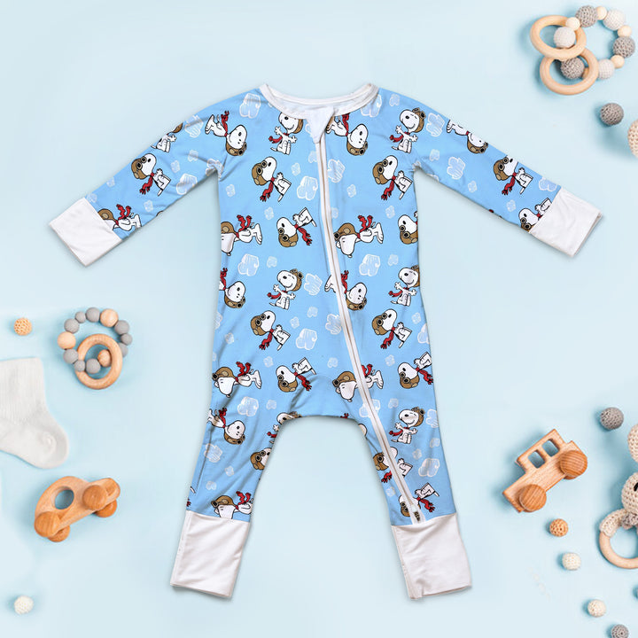Baby Snoopy Convertible Zippered Romper in Blue