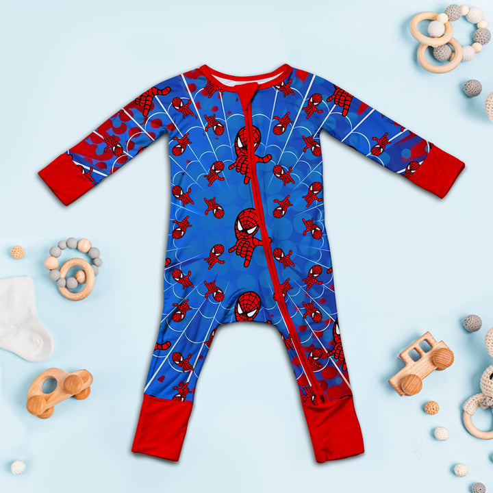 Spider Man Convertible Zippered Romper in Red Blue