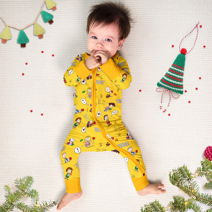 Baby Snoopy Convertible Zippered Romper in Yellow