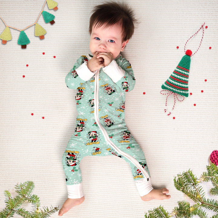 Disney Mickey Mouse Convertible Zippered Romper in Green