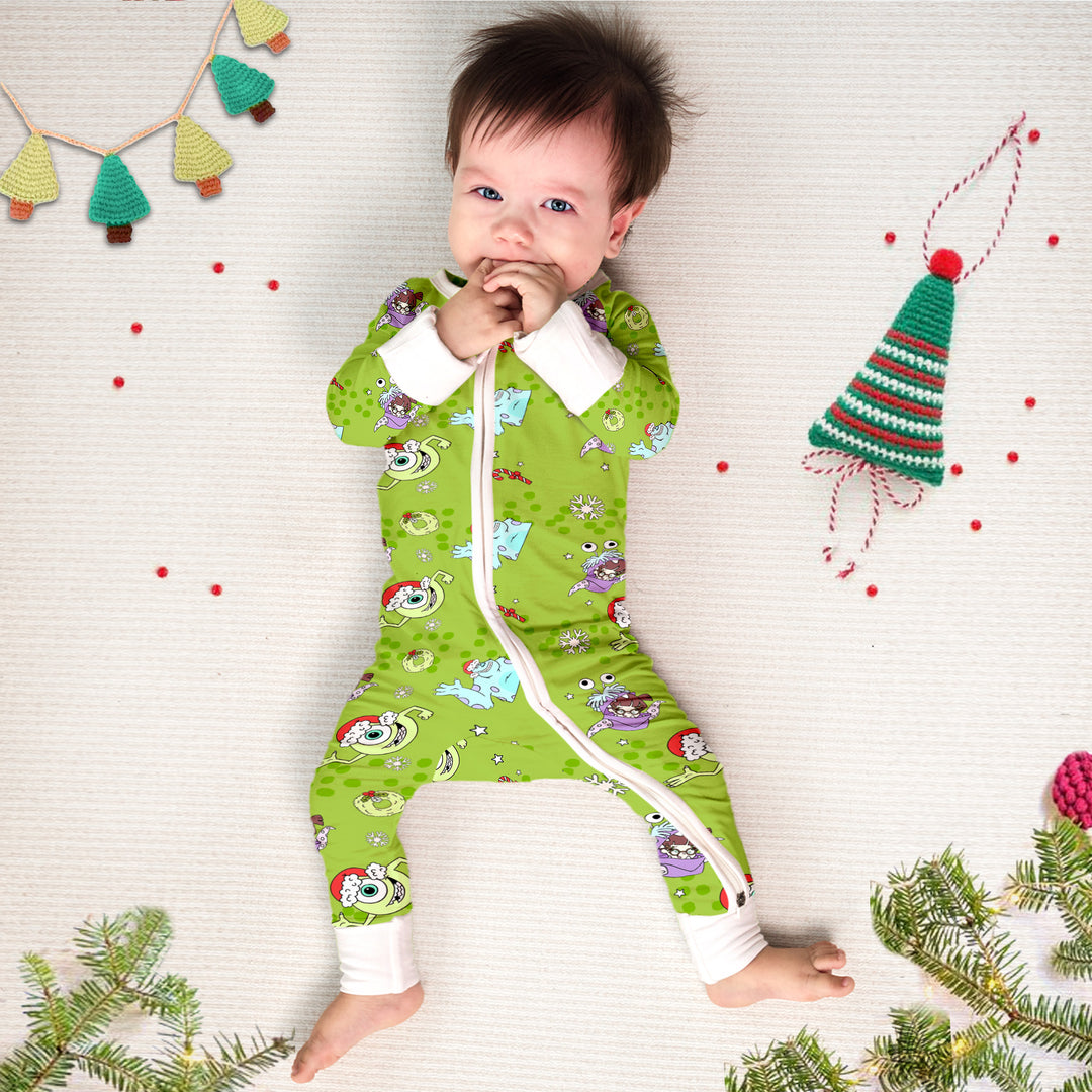 Monster Inc Convertible Zippered Romper in Green