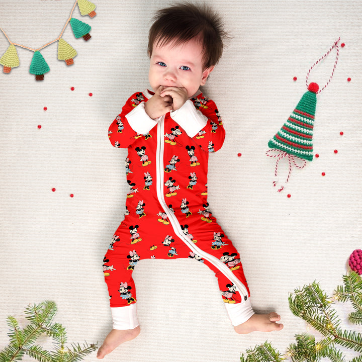 Disney Mickey Mouse Convertible Zippered Romper in Red