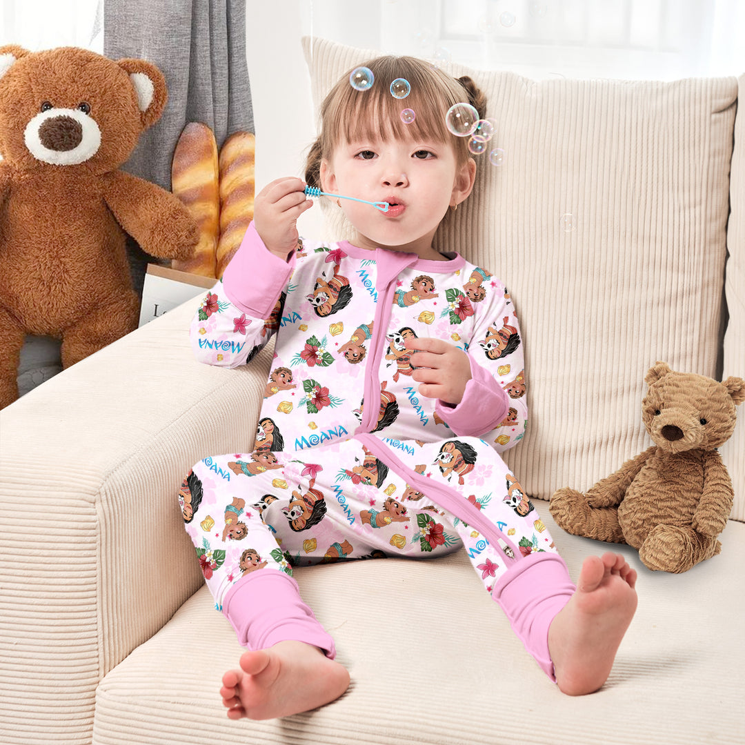 Baby Moana Convertible Zippered Romper in Pinky
