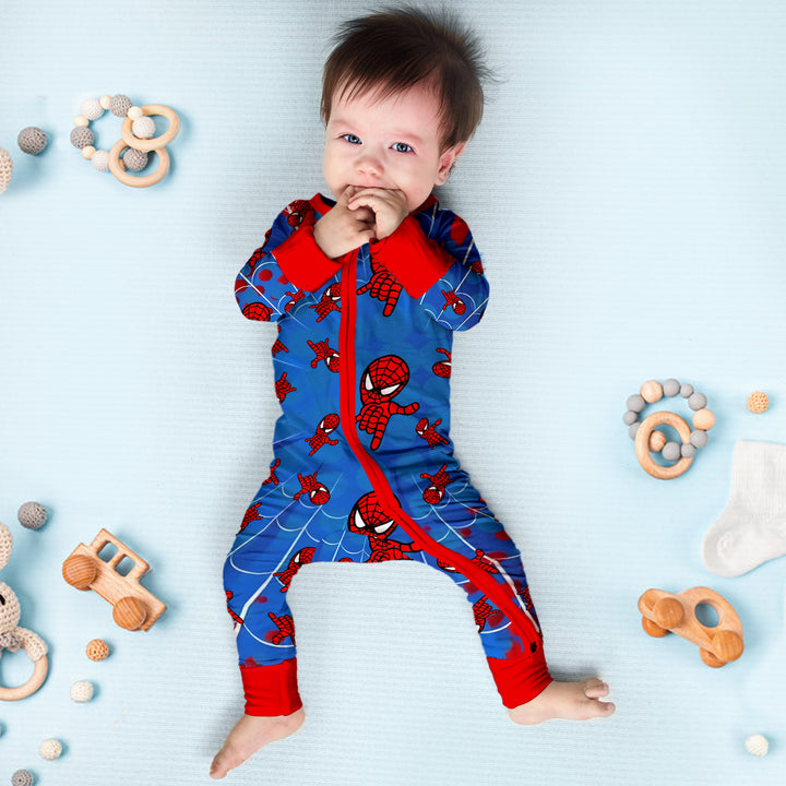 Spider Man Convertible Zippered Romper in Red Blue