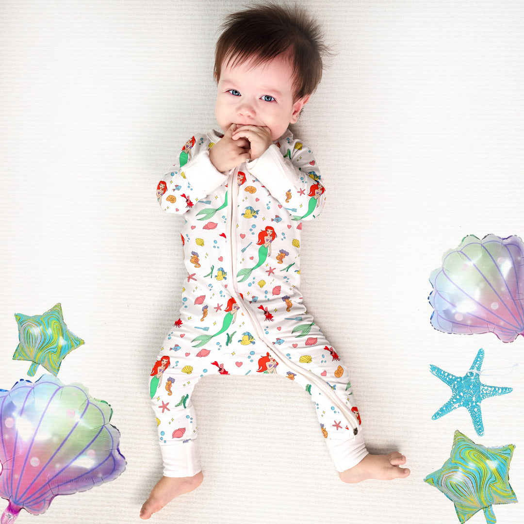 Little Mermaid Convertible Zippered Romper in White