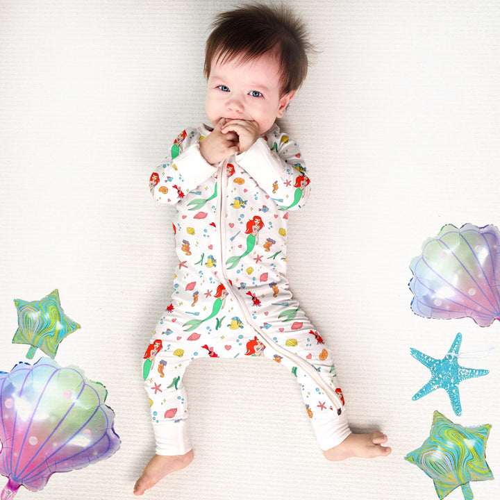 Little Mermaid Convertible Zippered Romper in White