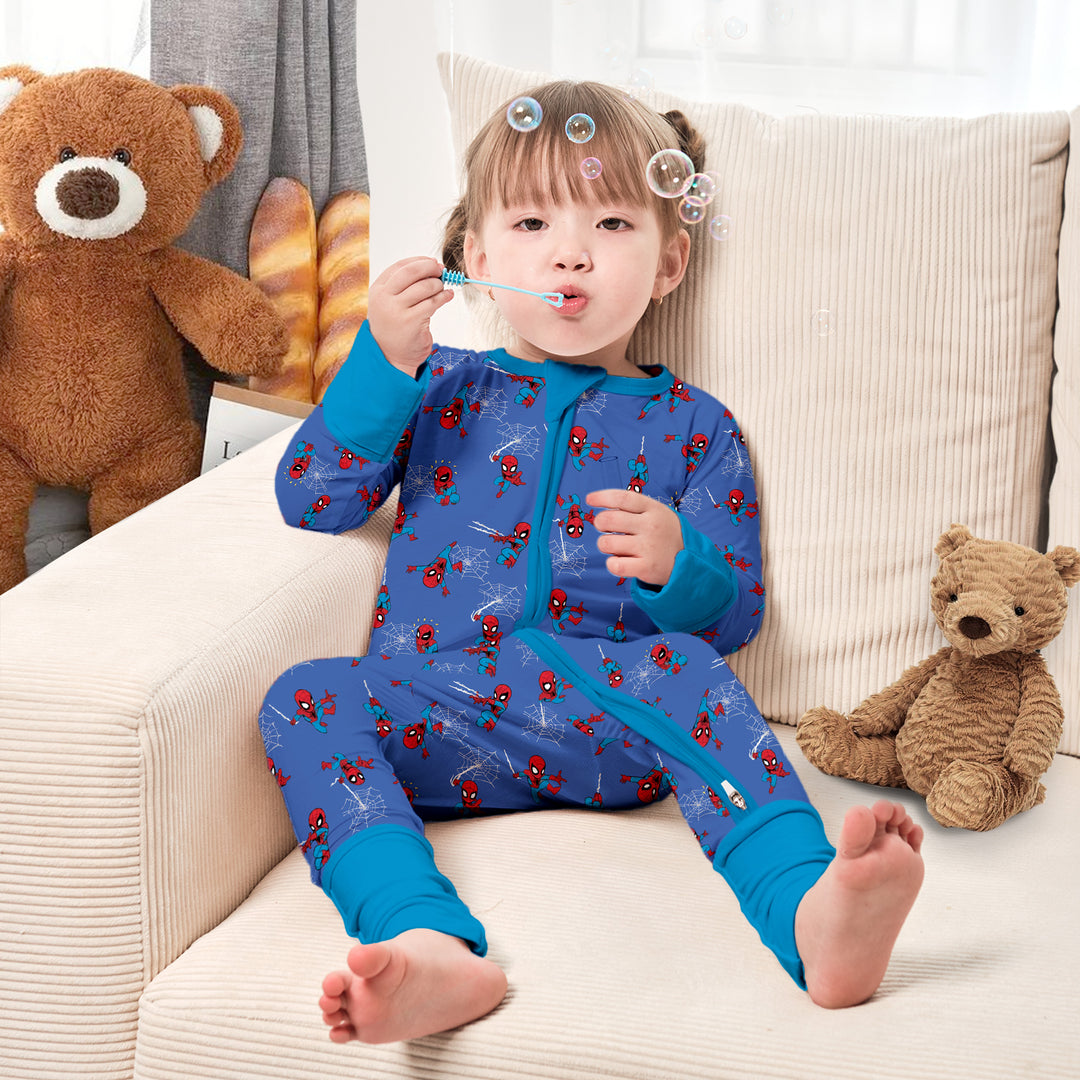 Spider Man Convertible Zippered Romper in Dark Blue