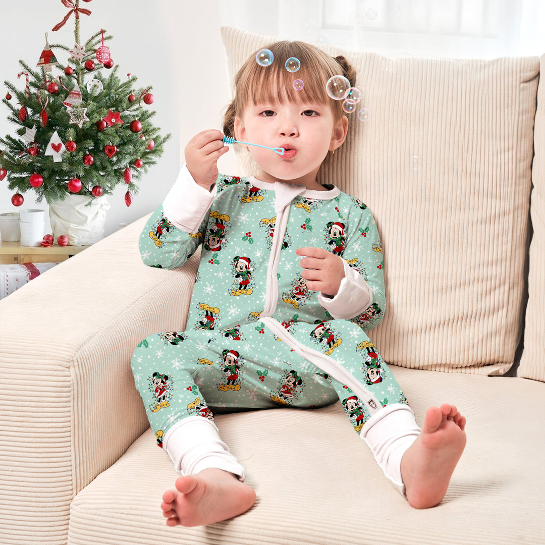 Disney Mickey Mouse Convertible Zippered Romper in Green