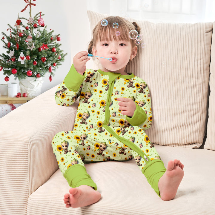 Baby Groot Convertible Zippered Romper in Green
