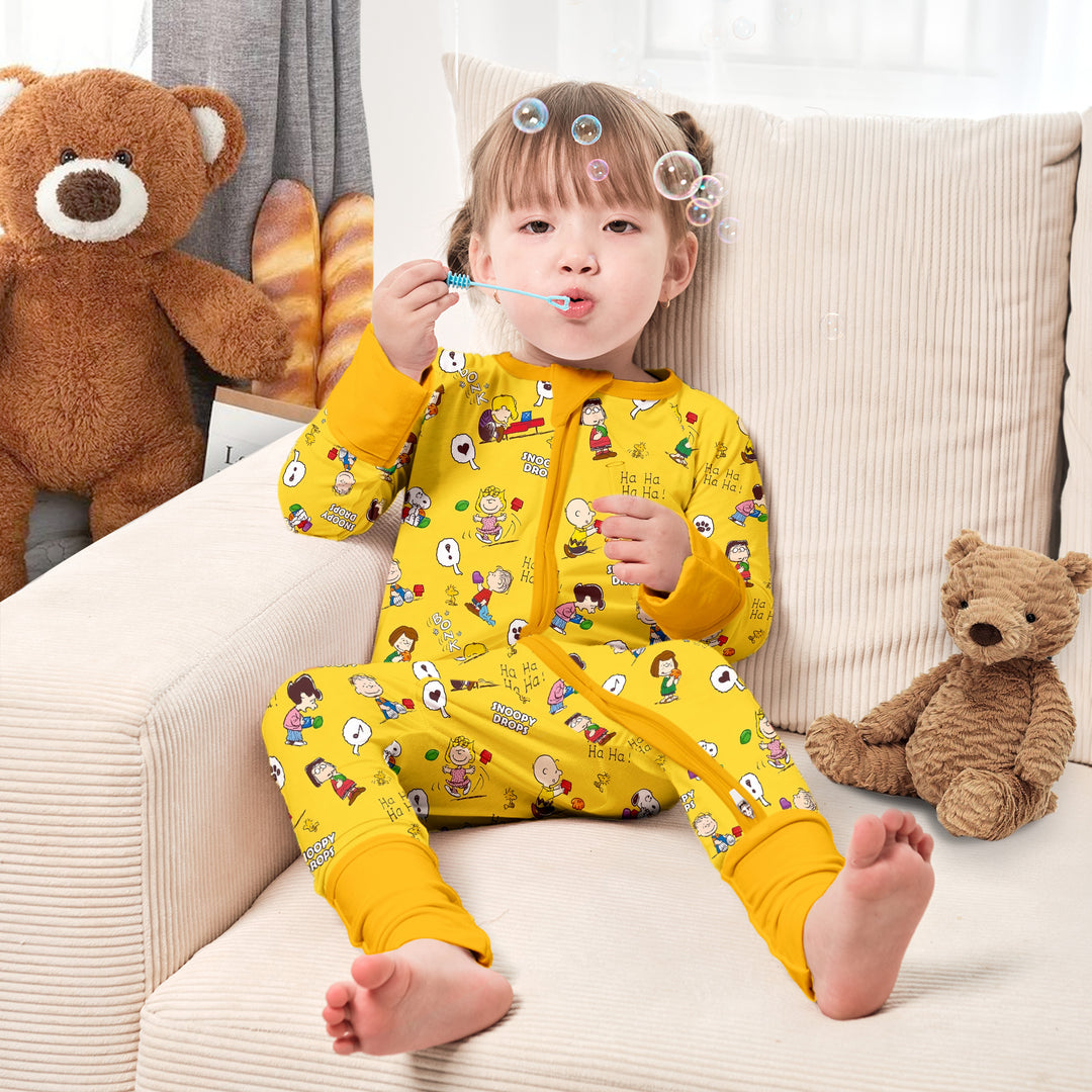 Baby Snoopy Convertible Zippered Romper in Yellow