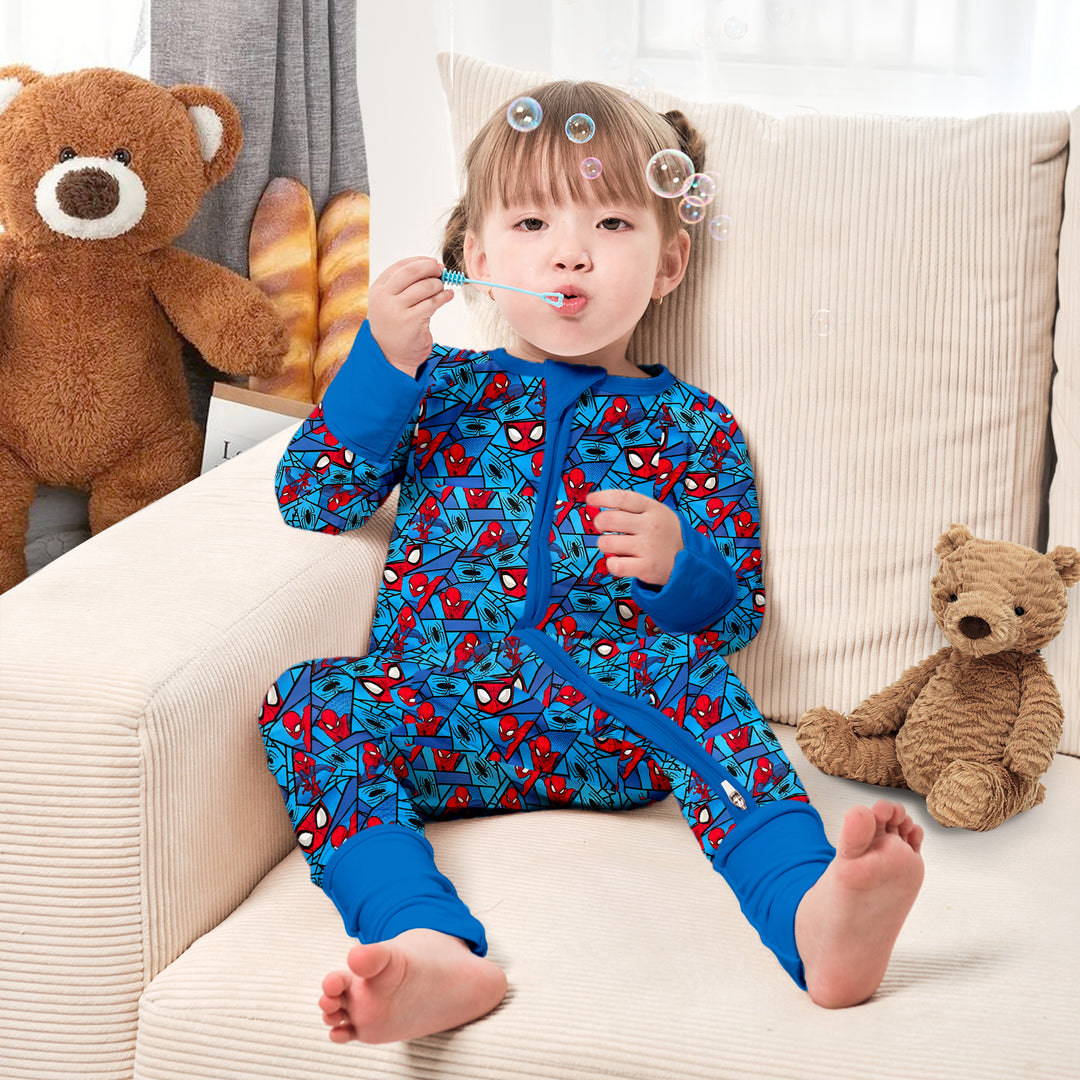 Spider Man Convertible Zippered Romper in Blue