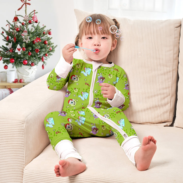 Monster Inc Convertible Zippered Romper in Green