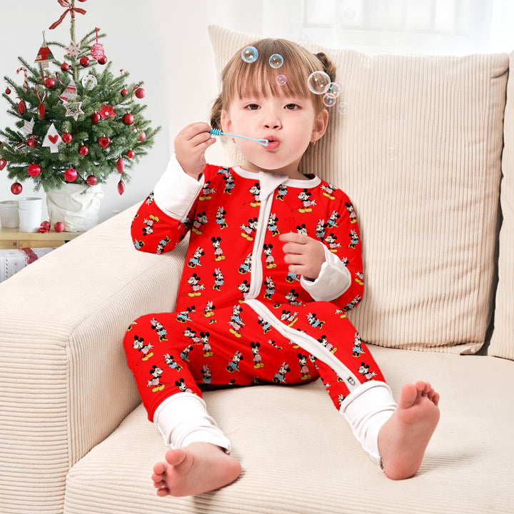 Disney Mickey Mouse Convertible Zippered Romper in Red