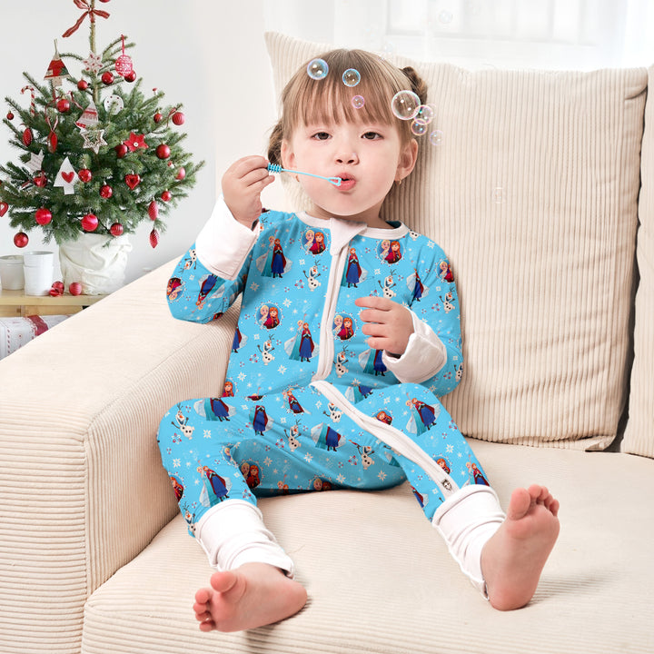 Disney Elsa&Anna Convertible Zippered Romper in Ocean Blue