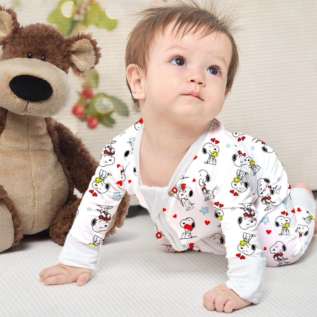 Baby Snoopy Convertible Zippered Romper in White