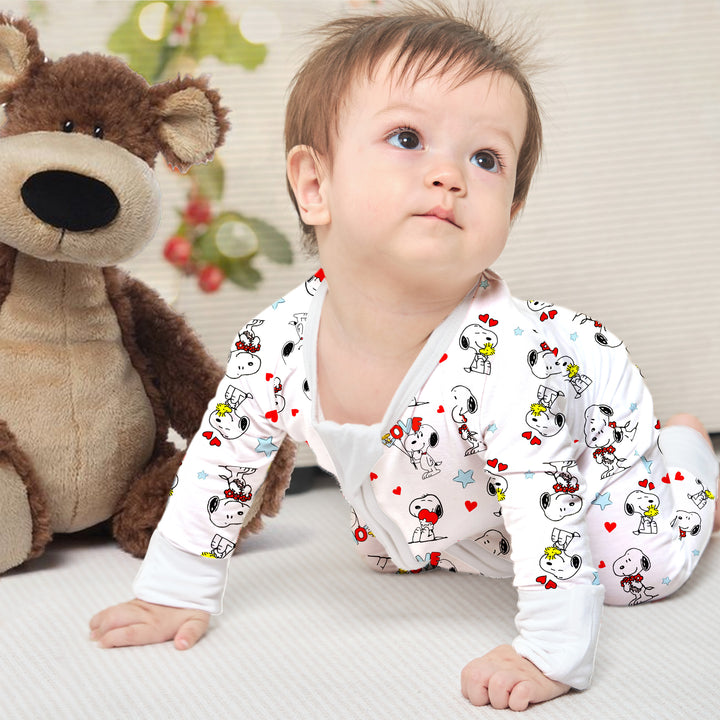Baby Snoopy Convertible Zippered Romper in White