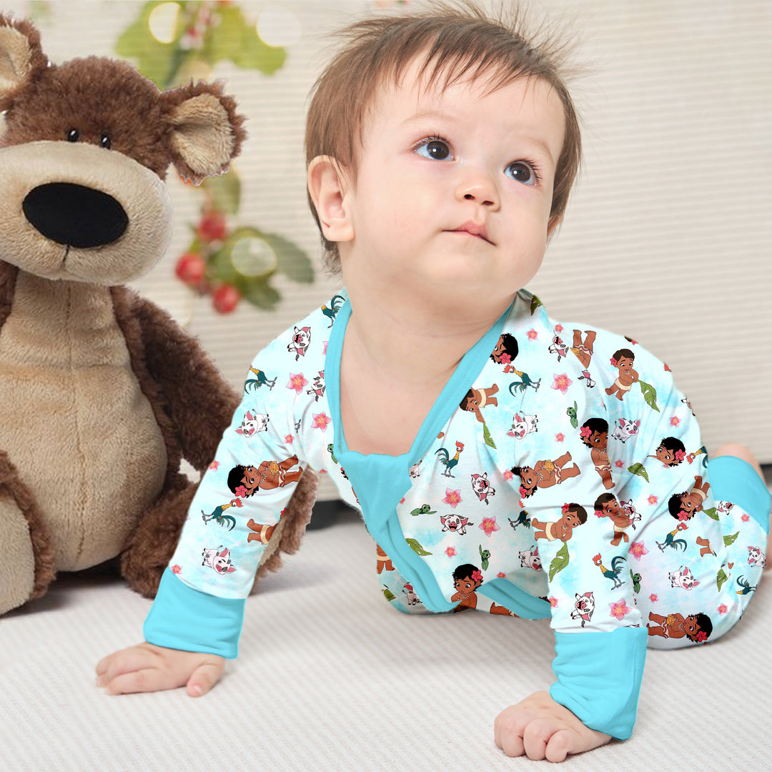 Baby Moana Convertible Zippered Romper in Blue Sky