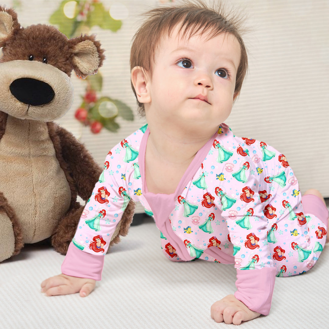 Little Mermaid Convertible Zippered Romper in Pink