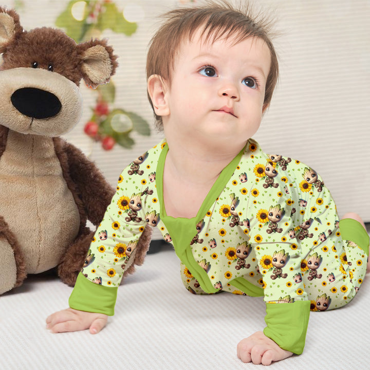 Baby Groot Convertible Zippered Romper in Green