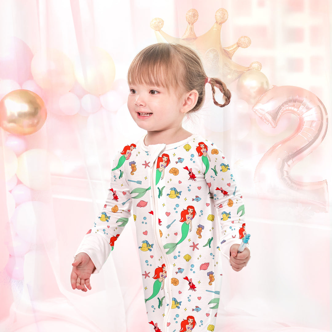Little Mermaid Convertible Zippered Romper in White