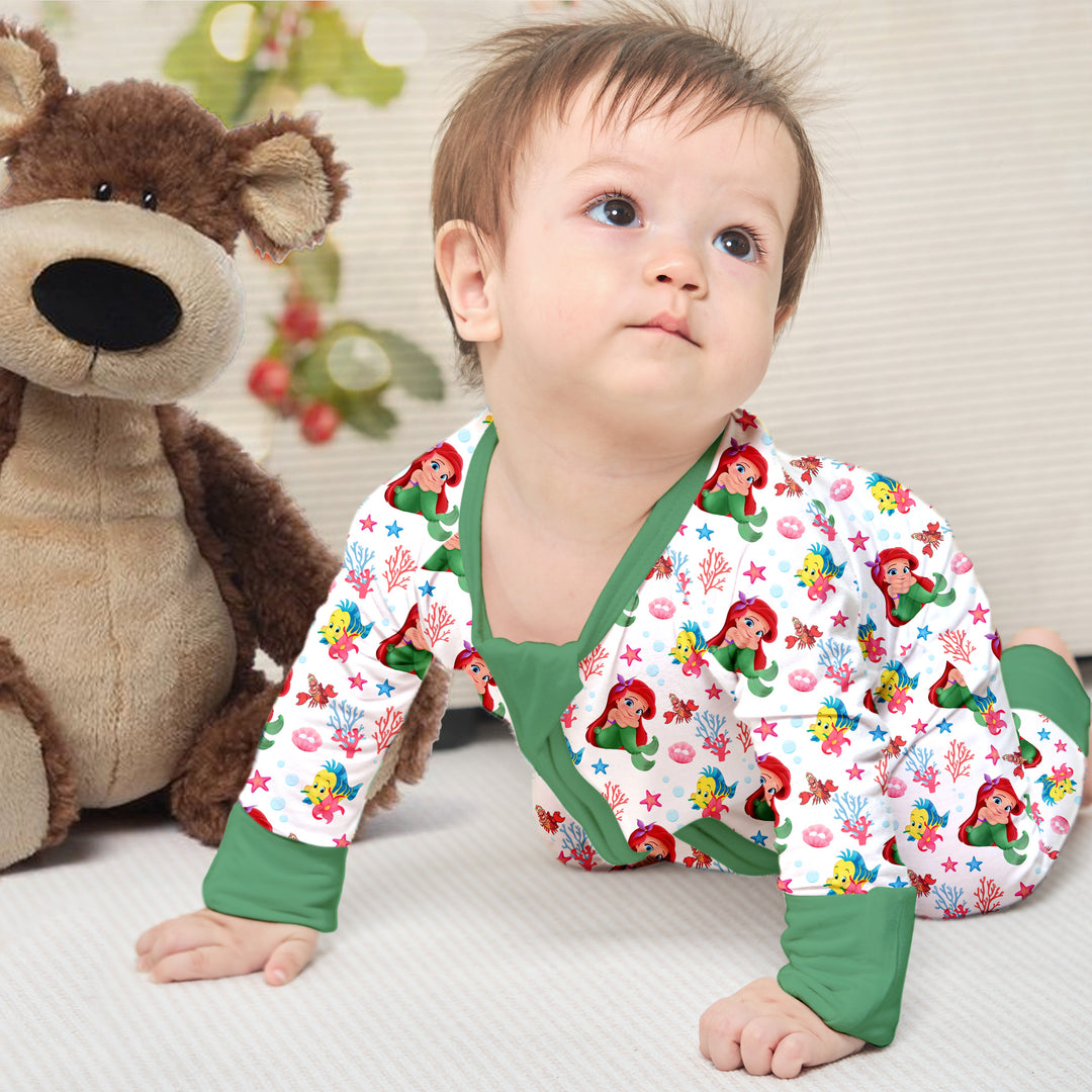 Little Mermaid Convertible Zippered Romper in Green