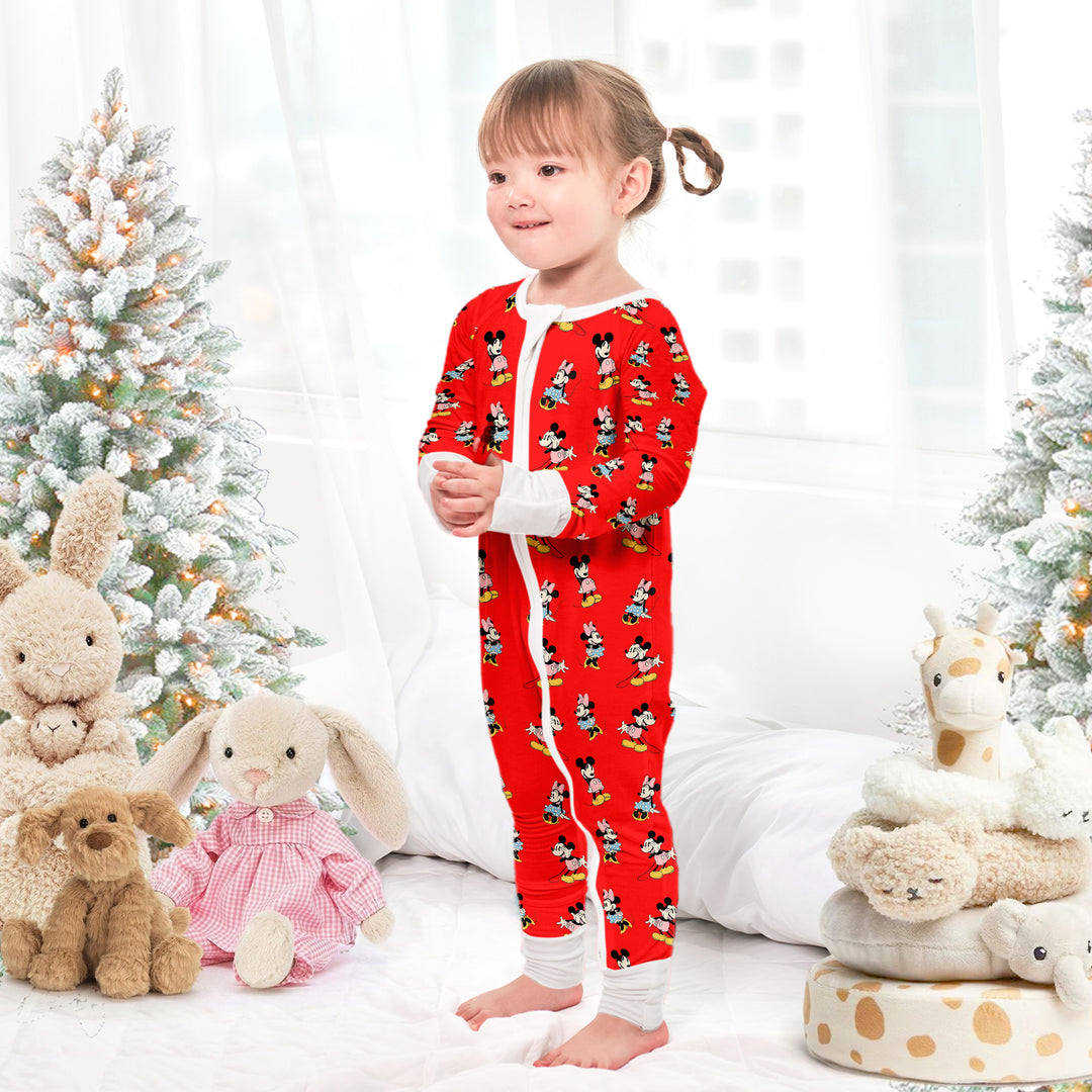 Disney Mickey Mouse Convertible Zippered Romper in Red