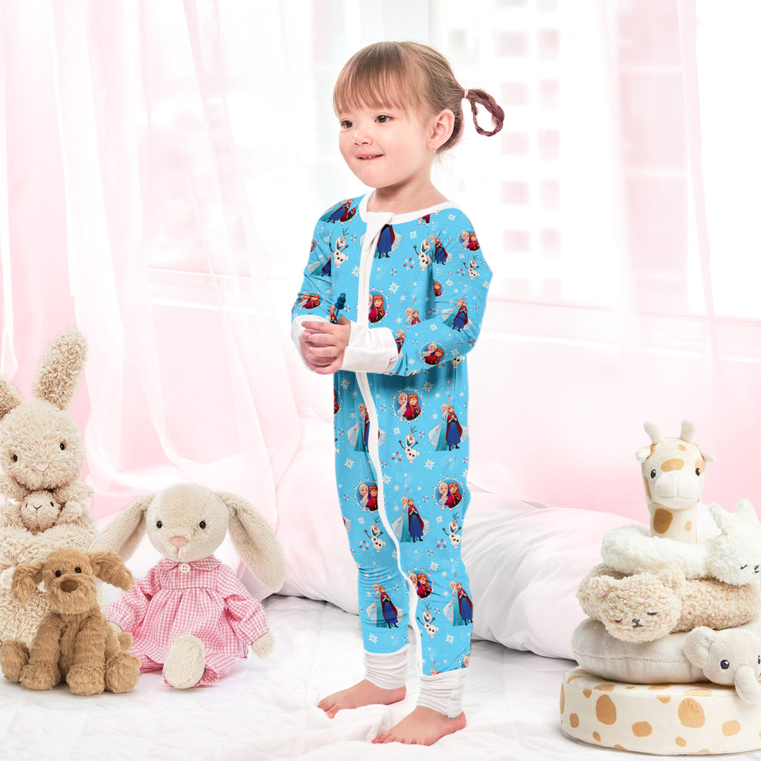 Disney Elsa&Anna Convertible Zippered Romper in Ocean Blue