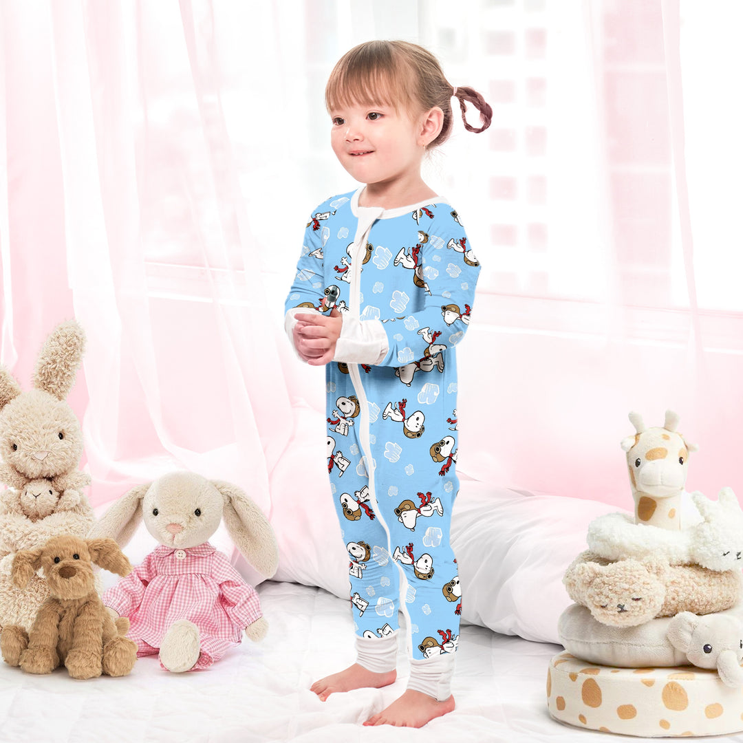 Baby Snoopy Convertible Zippered Romper in Blue