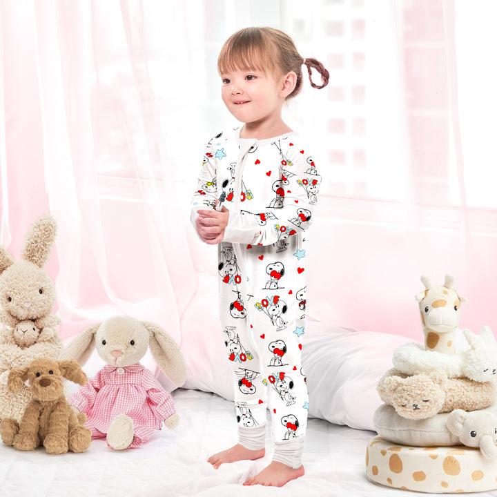 Baby Snoopy Convertible Zippered Romper in White