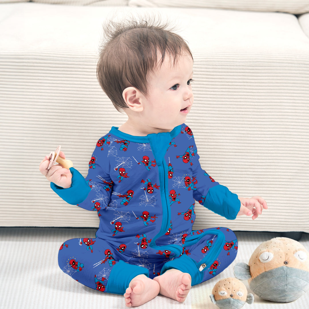 Spider Man Convertible Zippered Romper in Dark Blue