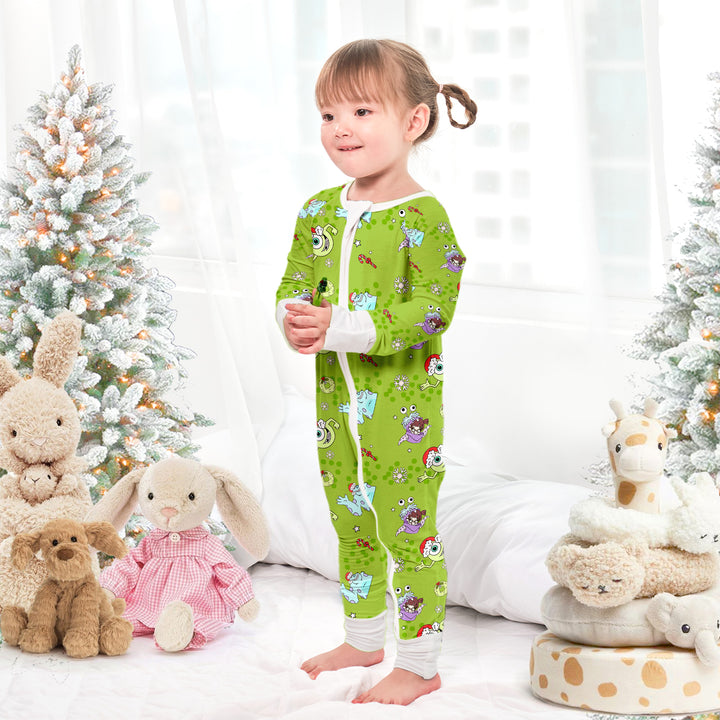 Monster Inc Convertible Zippered Romper in Green