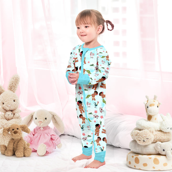 Baby Moana Convertible Zippered Romper in Blue Sky