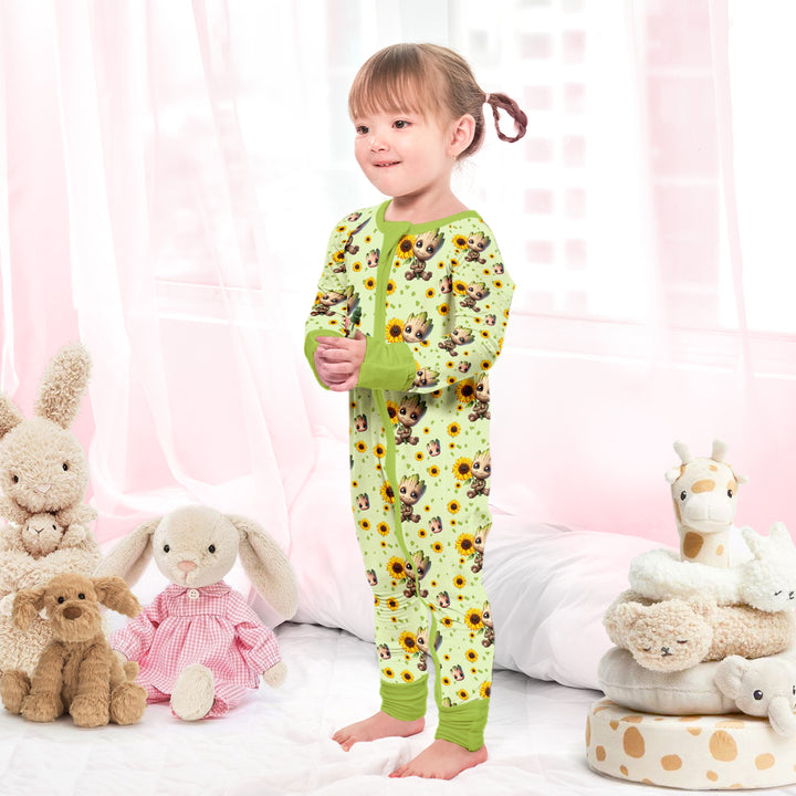 Baby Groot Convertible Zippered Romper in Green