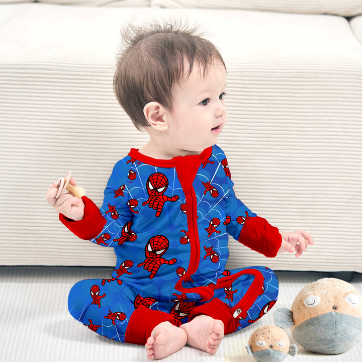 Spider Man Convertible Zippered Romper in Red Blue