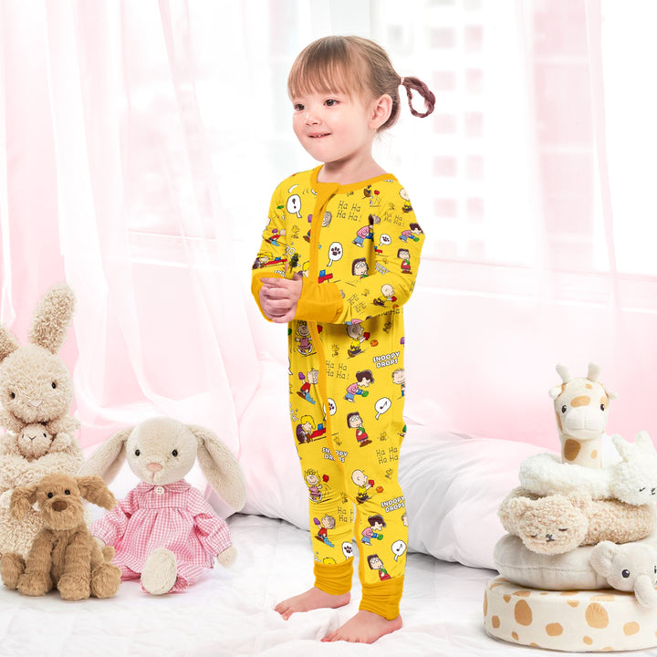 Baby Snoopy Convertible Zippered Romper in Yellow