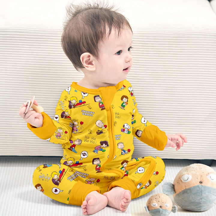 Baby Snoopy Convertible Zippered Romper in Yellow